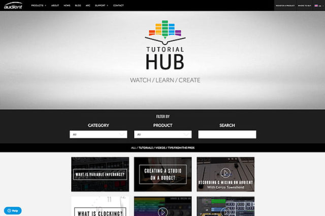 audient tutorial hub screenshot