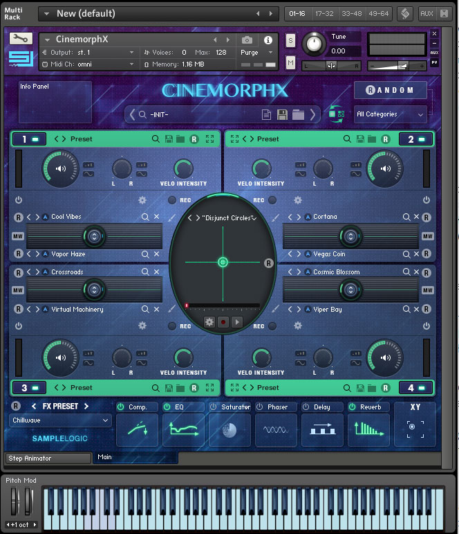 Sample Logic Cinemorphx main screen